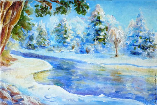 Картина зимний пейзаж для дошколят