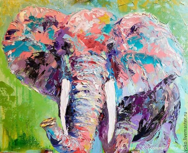 Слон картина маслом мастихин