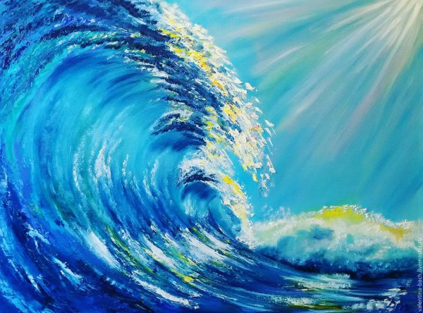 Морской волна и рыбка картина