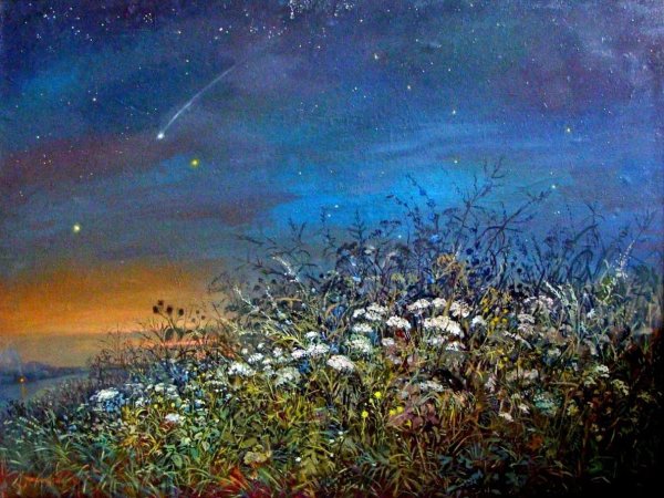 Ночное небо акварелью