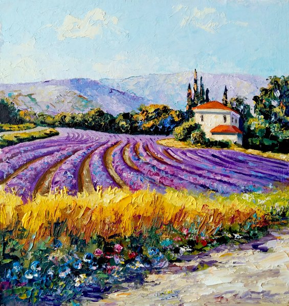 Лавандовое поле картина маслом