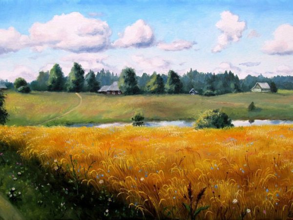 Аркадий Олейник картины пшеничное поле
