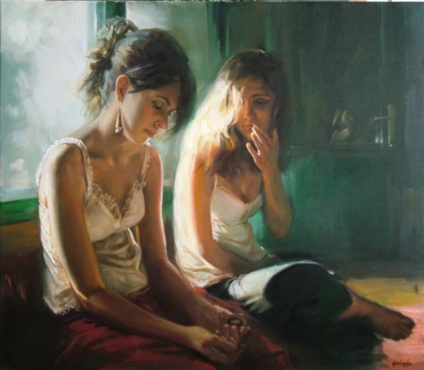 Подруги акварель