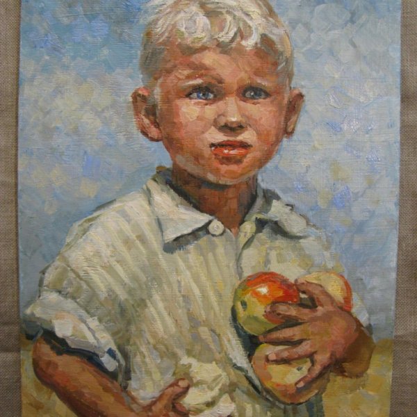 Картина мальчик с яблоком Ван Холт