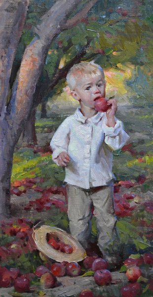 Картина мальчик с яблоками Автор