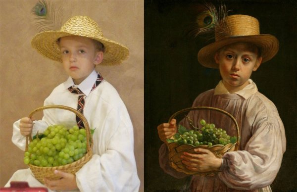 Картина мальчик с корзиной яблок Арсен Курбанов