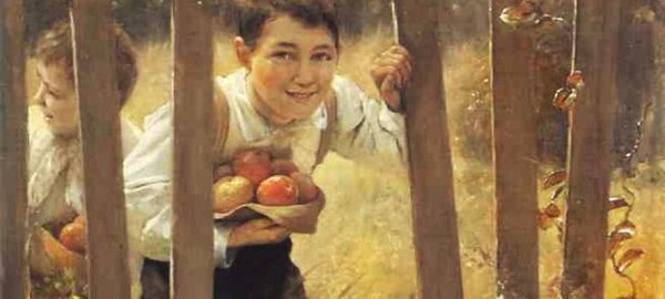Девочка с яблоками