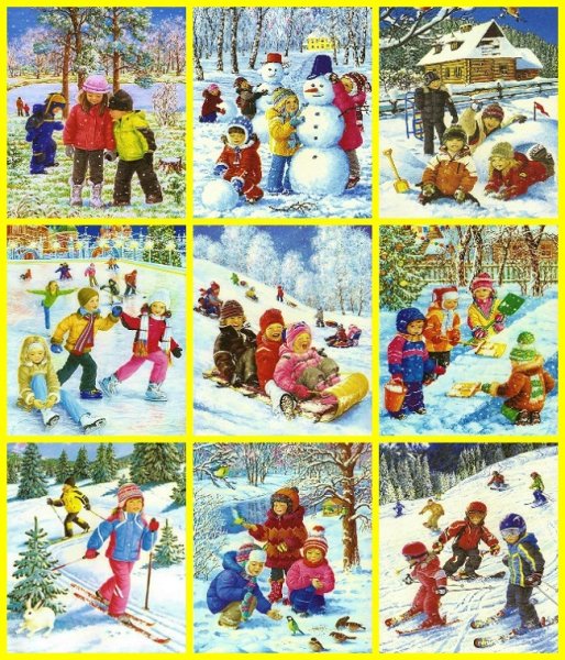 Картина для детей в зимнем парке