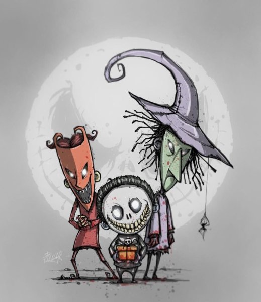 Тим бёртон рисунки кошмар перед Рождеством