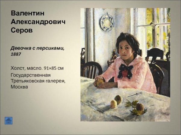 В. Серов. «Девочка с персиками». 1887 Г.