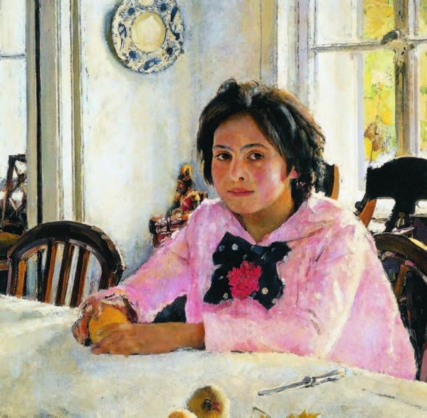 Портрет девочка с персиками