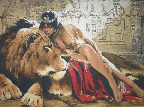 Картины царицы Клеопатры со львами