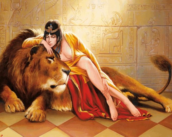 Картины царицы Клеопатры со львами
