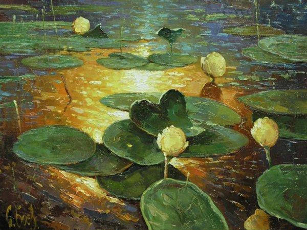 Клода Моне «кувшинки» (гуашь)