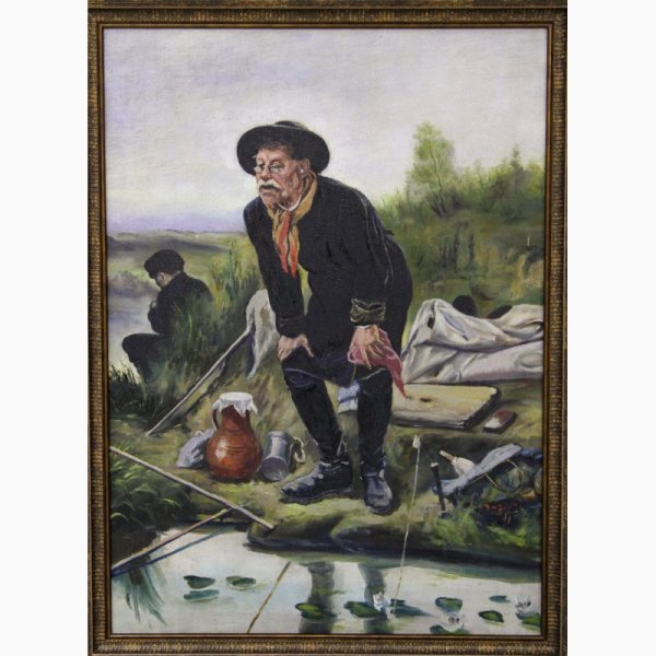 Картина рыболов Василия Перова