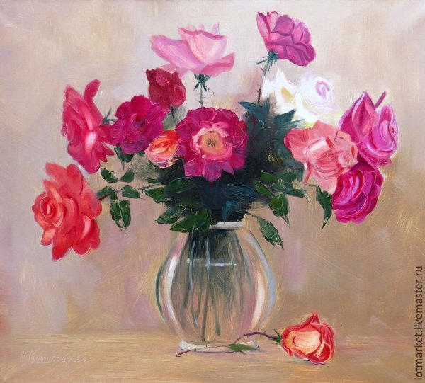 Цветы в вазе живопись