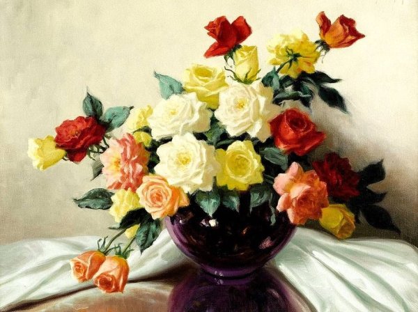 Цветы в вазе живопись
