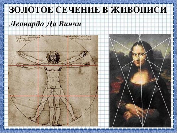 Золотое сечение в картине «Витрувианский человек» Леонардо да Винчи.