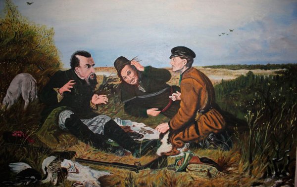 Картина три охотника на привале