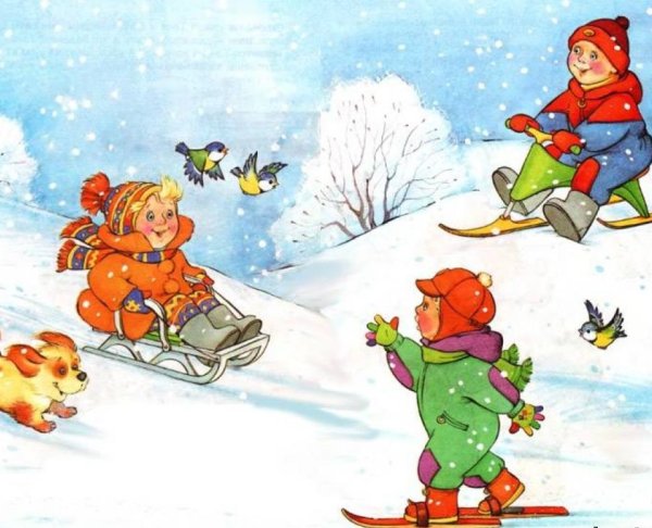 Мальчик с санками и Снеговик