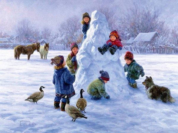 Сюжетная картина катаемся на санках