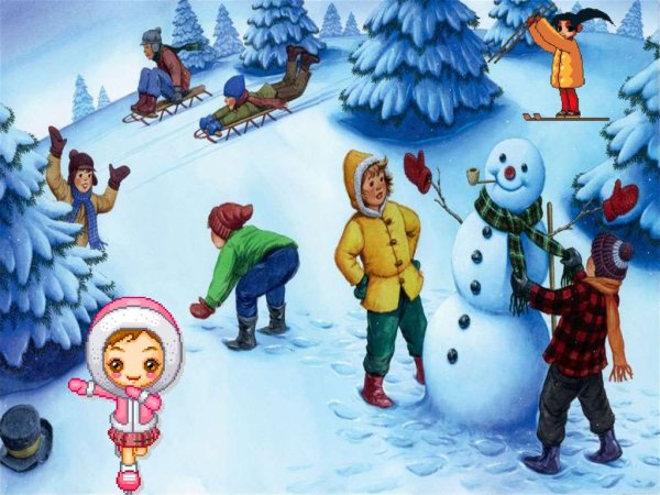 Зимние забавы художник Елена Уварова