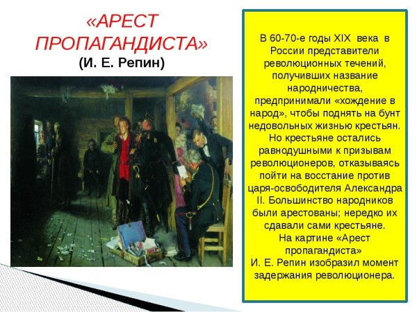 Картина Репина арест пропагандиста