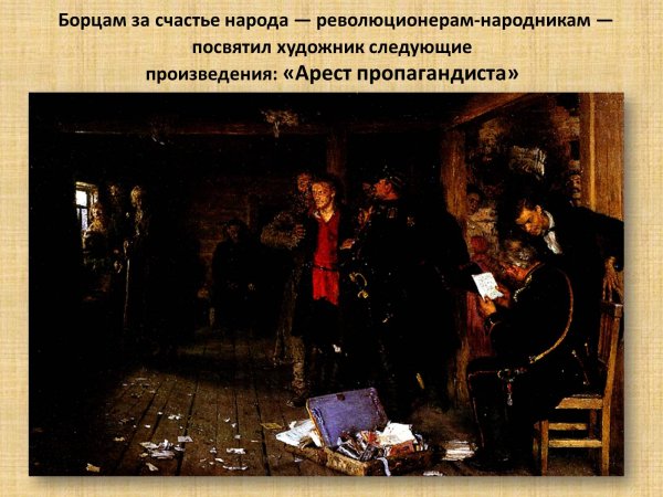 Страж порядка с картины арест пропагандиста Ильи Репина 7 букв