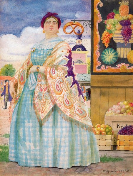 Кустодиев Купчиха и Домовой