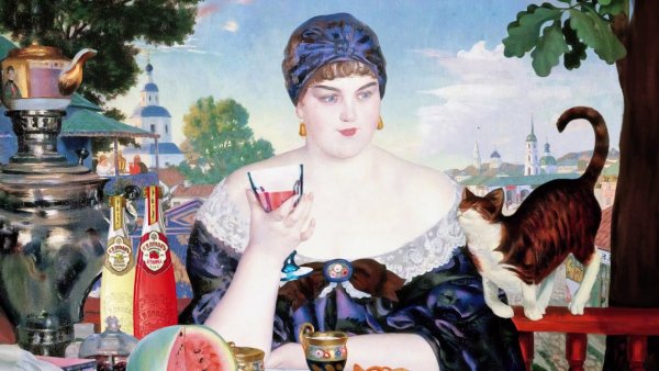 Борис Кустодиев осень в провинции чаепитие