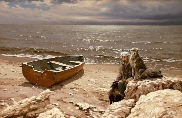 "Старик и море" художник Алексей Адамов