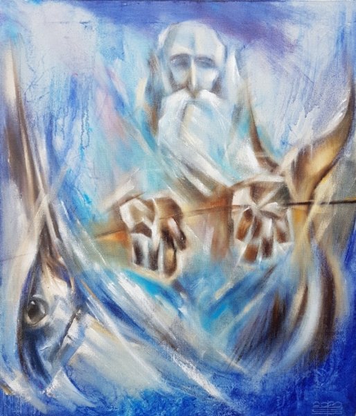 "Старик и море" художник Алексей Адамов