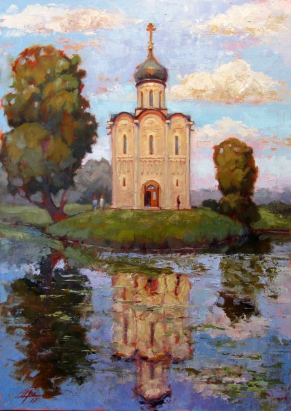 Храм Покрова на Нерли живопись масло