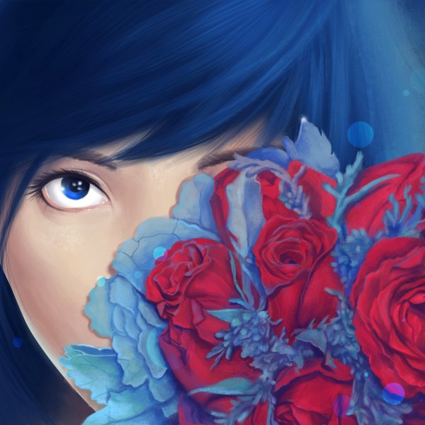 Лицо в цветах арт