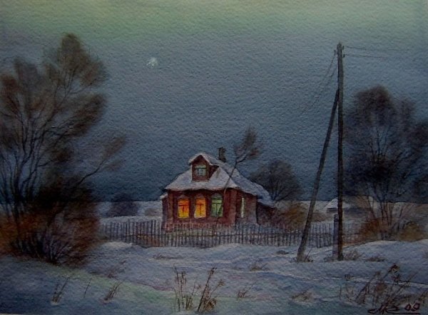 Алексей Васильев деревня картина зима