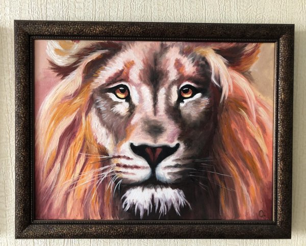 Лев картина маслом
