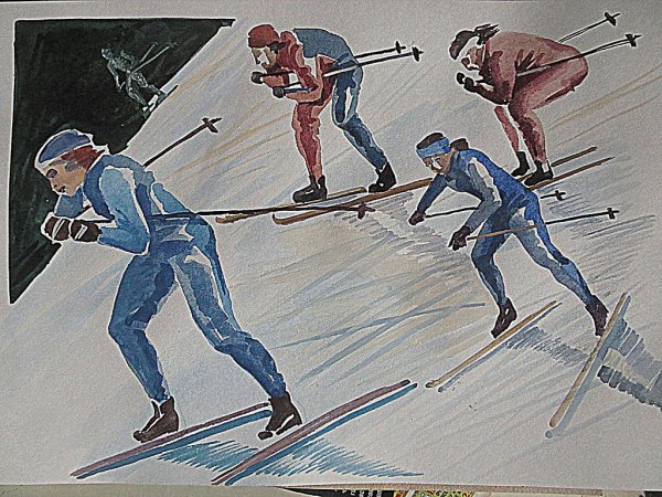 Картина лыжники