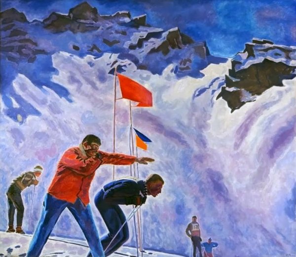 Картина лыжники