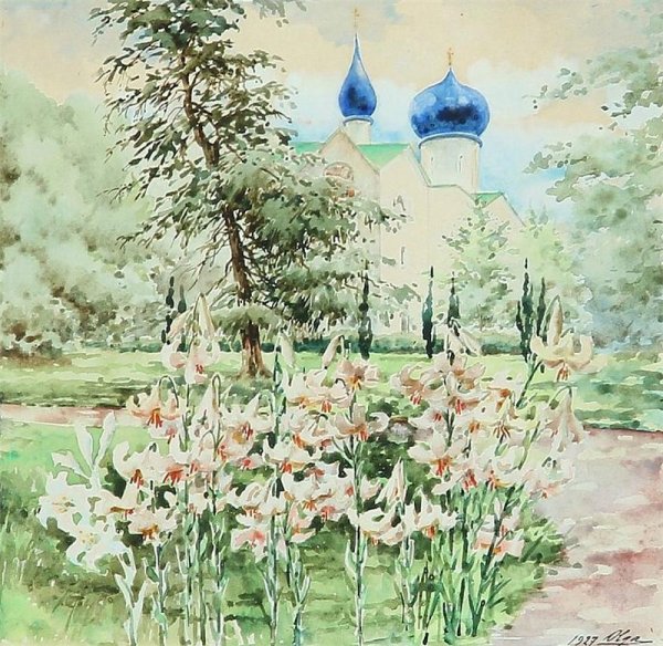 Великая княгиня Ольга Александровна акварели