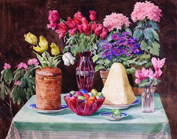 Акварели Ольги Александровны Романовой Пасха