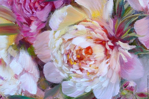 Пионы живопись мастихином