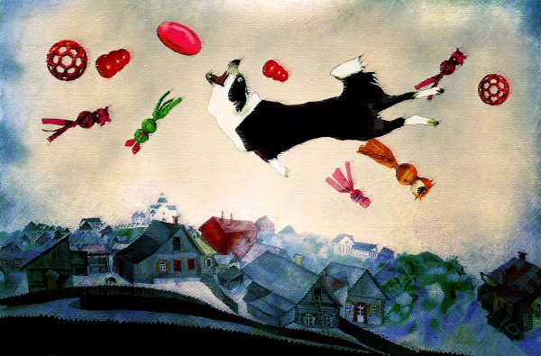 Марк Шагал влюбленные над городом