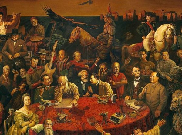 Картина обсуждение Божественной комедии с Данте