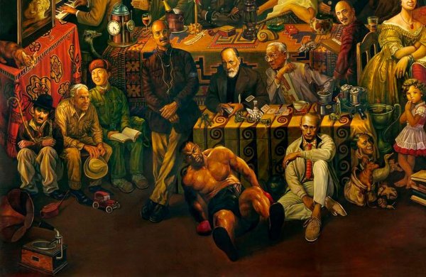 Картина обсуждение Божественной комедии с Данте