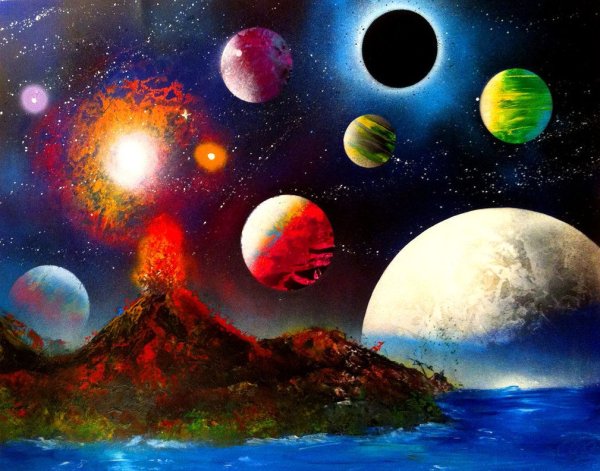 Живопись космос планеты