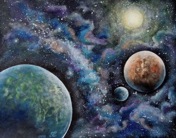 Живопись космос планеты