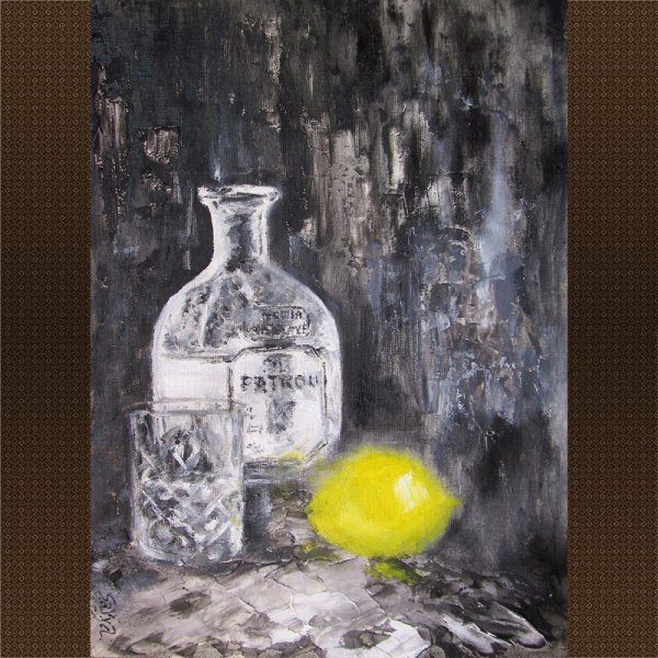 Картины бутылки с лимоном