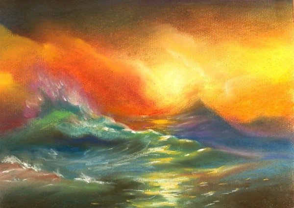 Пастель на черной бумаге