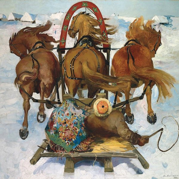 Федоскинская миниатюра Русь тройка