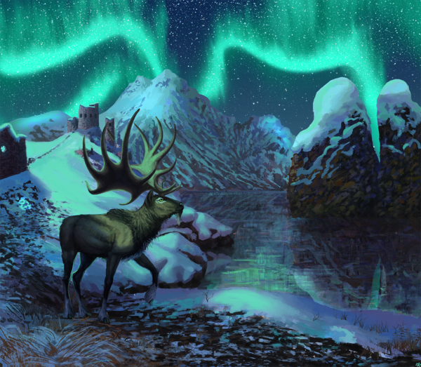 Ямал олени Северное сияние